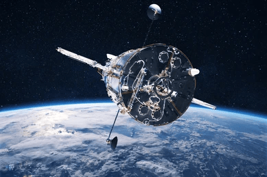Research satellite orbitting earth